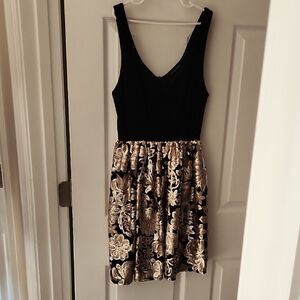 Elegant Black and Gold Floral Dress